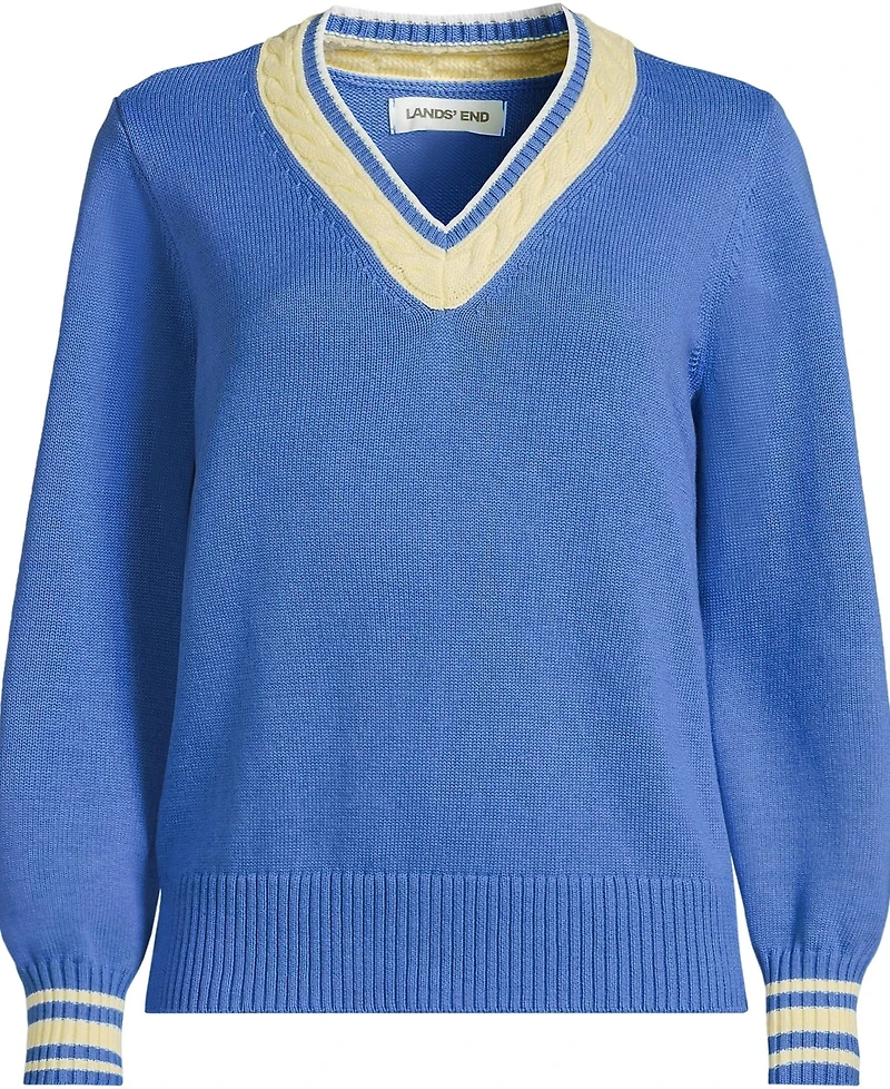 Lands' End Women's Drifter Set Sleeve Vneck Sweater