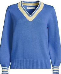 Lands' End Women's Drifter Set Sleeve Vneck Sweater