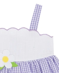 Rare Editions Baby Girls' Lilac Scalloped Seersucker Square Neck Dress and Panty, 2-Piece Set