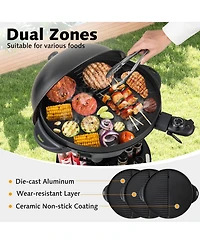 Ecooso Electric Bbq Grill 1200W Indoor Outdoor Grill with 2-Zone Non-Stick Grilling Plate