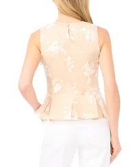 CeCe Women's Sleeveless Pleated Hem Bow Detail Crew Neck Blouse