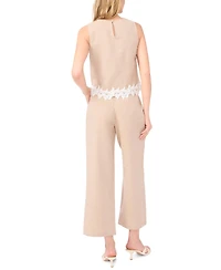 CeCe Women's Wide-Leg Bow Tie Cropped Pants