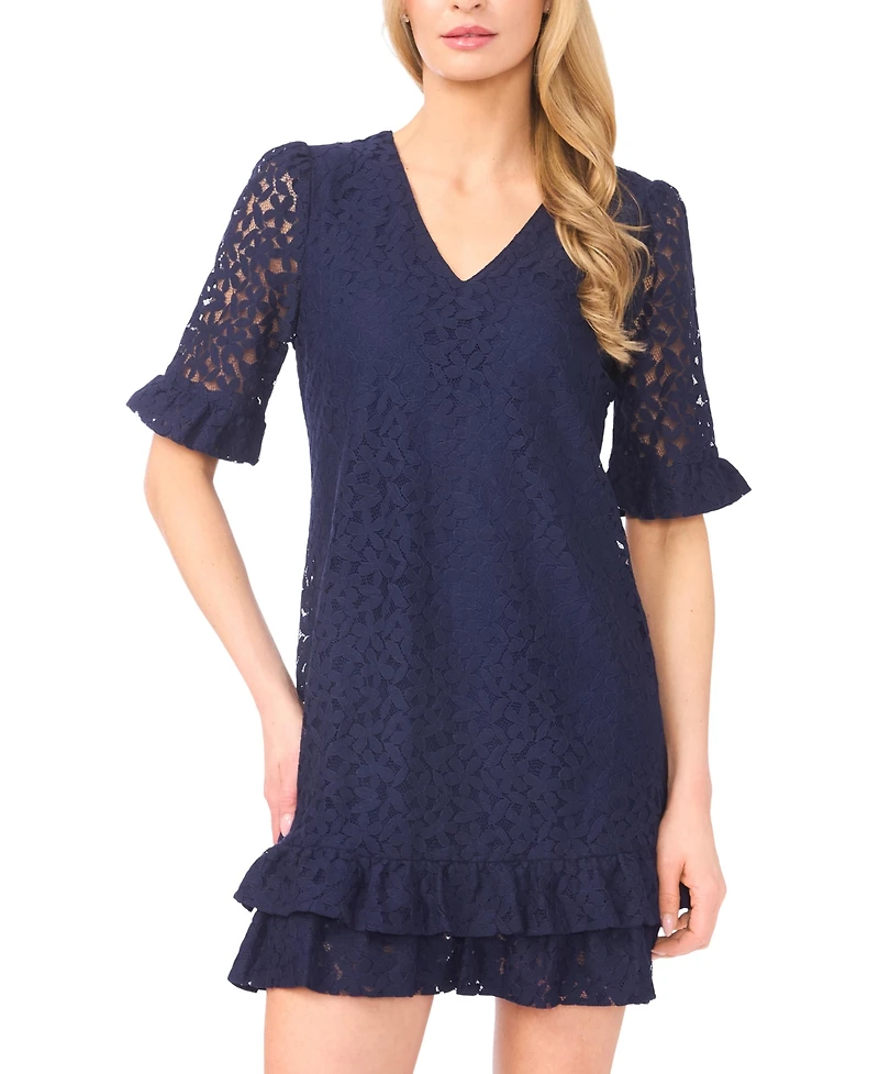 CeCe Women's Lace Detail V-Neck Shift Dress