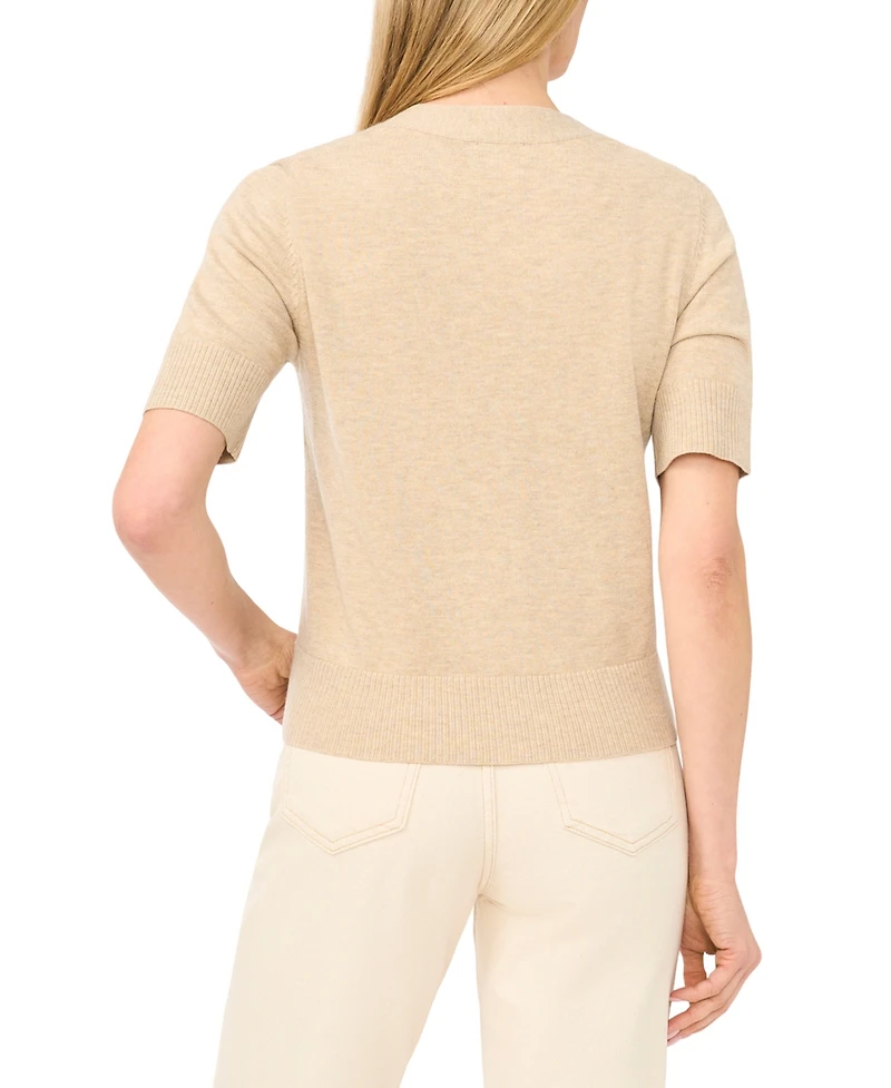 CeCe Women's Short-Sleeve V-Neck Cardigan