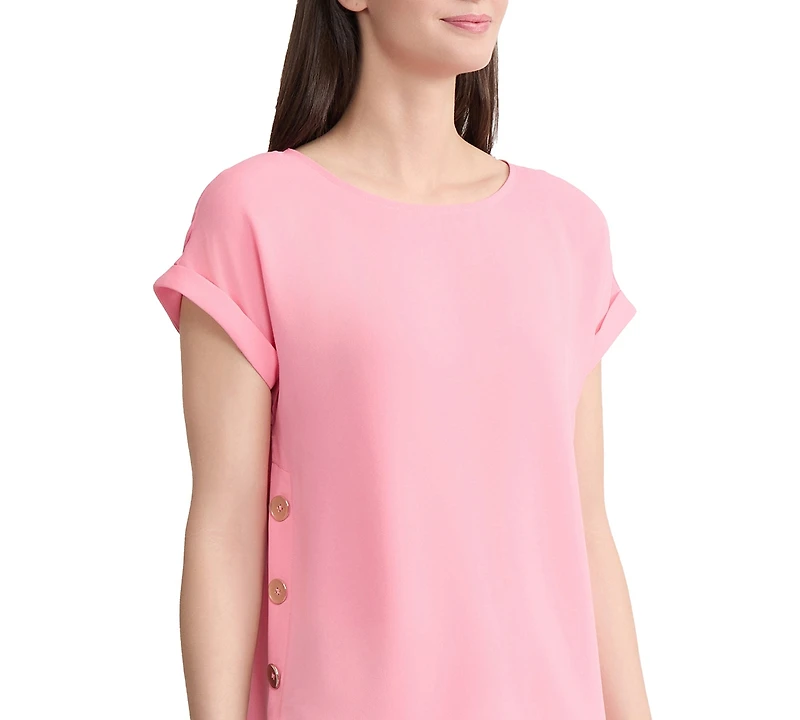 Jones New York Women's Short-Sleeve Button Detail Blouse