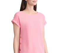Jones New York Women's Short-Sleeve Button Detail Blouse