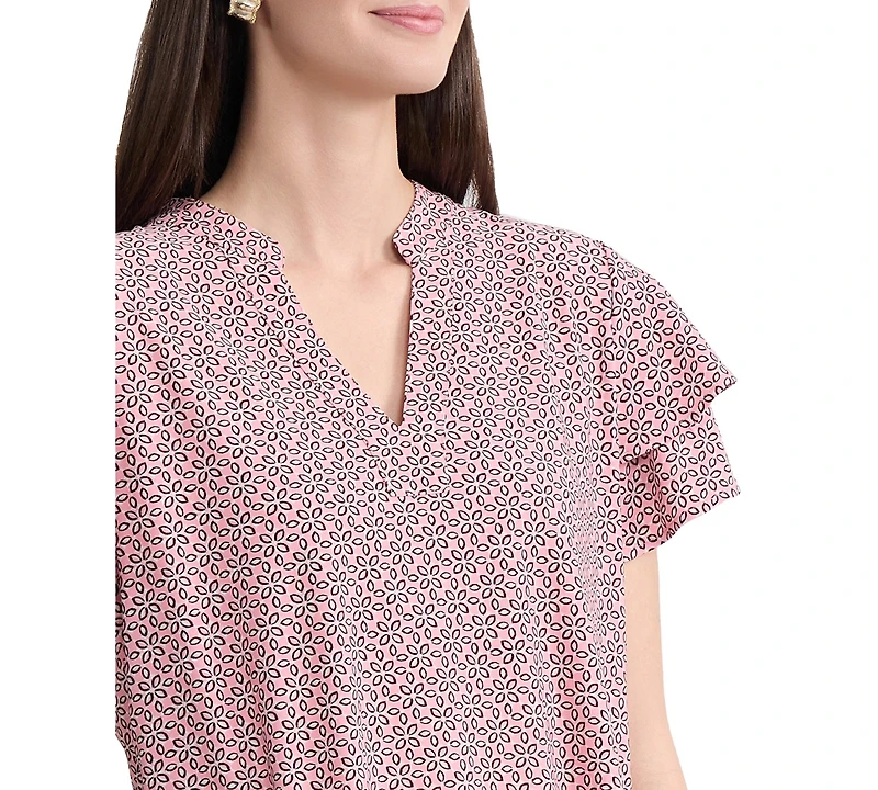 Jones New York Women's Printed Short-Sleeve Blouse