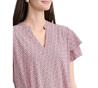 Jones New York Women's Printed Short-Sleeve Blouse