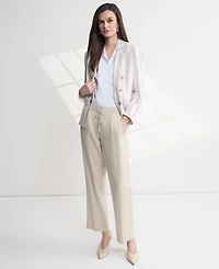 Jones New York Women's Faux Double Breasted Stripe Linen Jacket