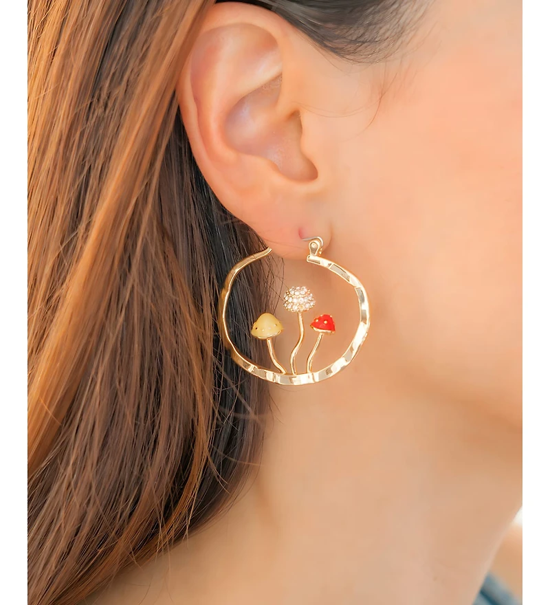 Mint & Lily Boho Mushroom Hoop Earrings