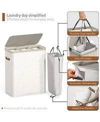 Sorbus 3-Compartment Laundry Basket with Removable Bag - Durable Organizer for Bathroom, Bedroom, or Room Space Saving Design