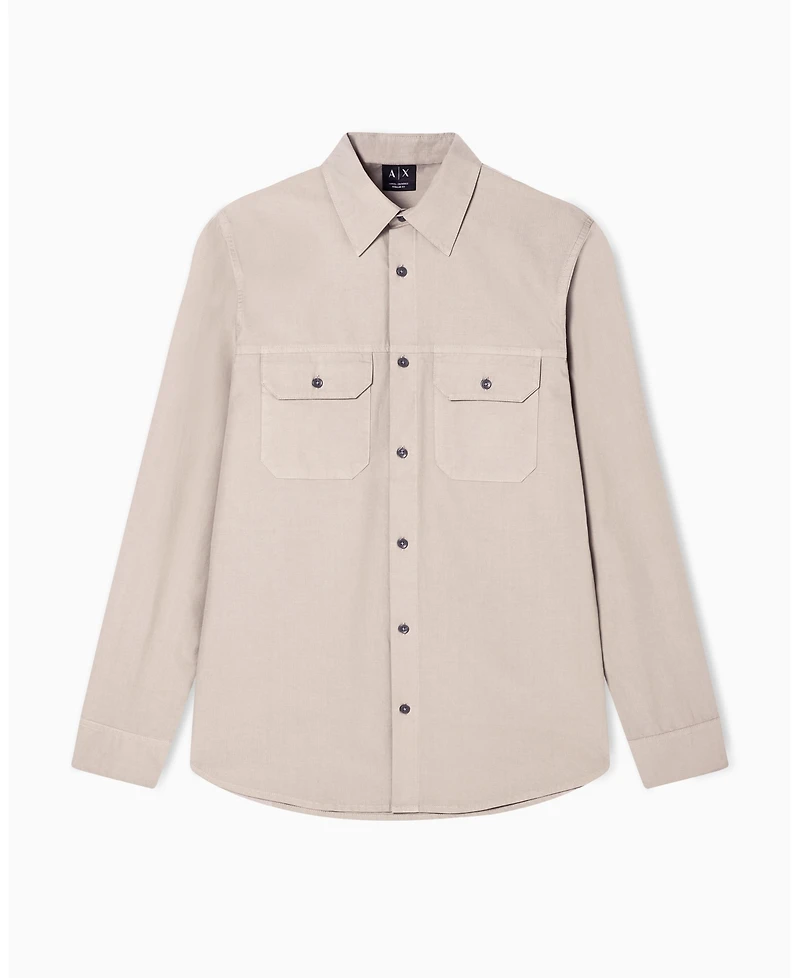 A|X Armani Exchange Men's Long Sleeve Ripstop Pocket Shirt