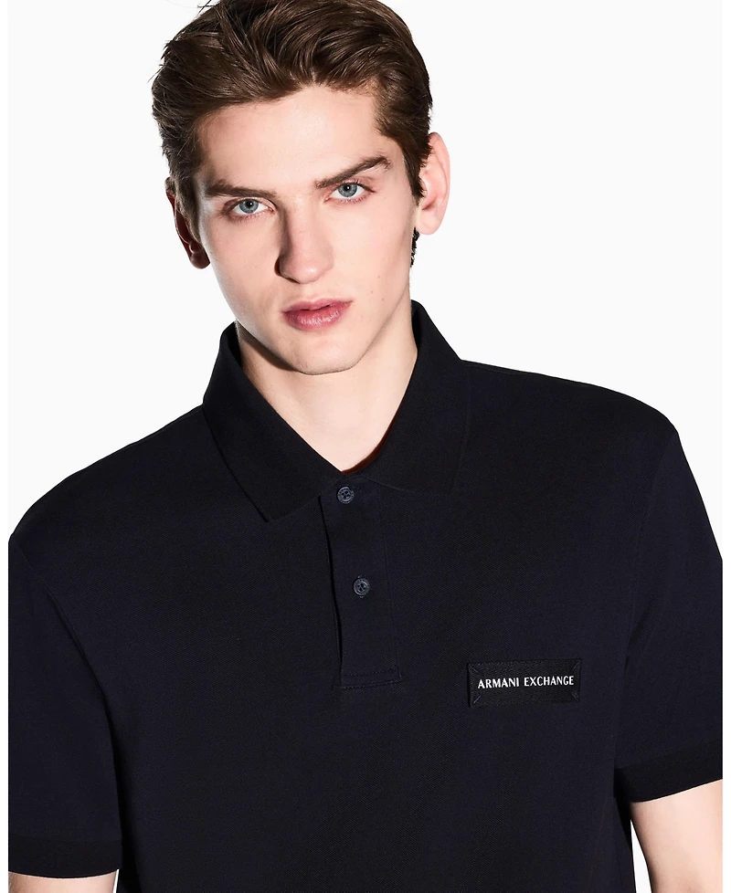 A|X Armani Exchange Men's White Edition Short Sleeve Pique Polo Shirt