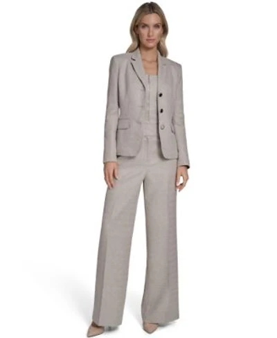 Calvin Klein Womens Novelty 3 Button Jacket Zip Front Novelty Vest Novelty Wide Leg Pants