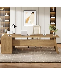 Tribesigns 78" L-Shaped Executive Desk, with Drawers and Lateral File Cabinet