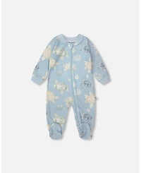 Deux par Baby Boys Cotton Jersey One-Piece Pyjama Blue Turtle Print