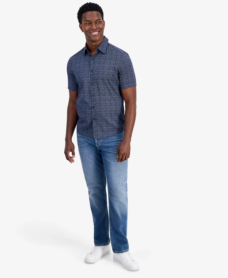 Michael Kors Men's Short-Sleeve Perfect Leaf Button-Up Shirt