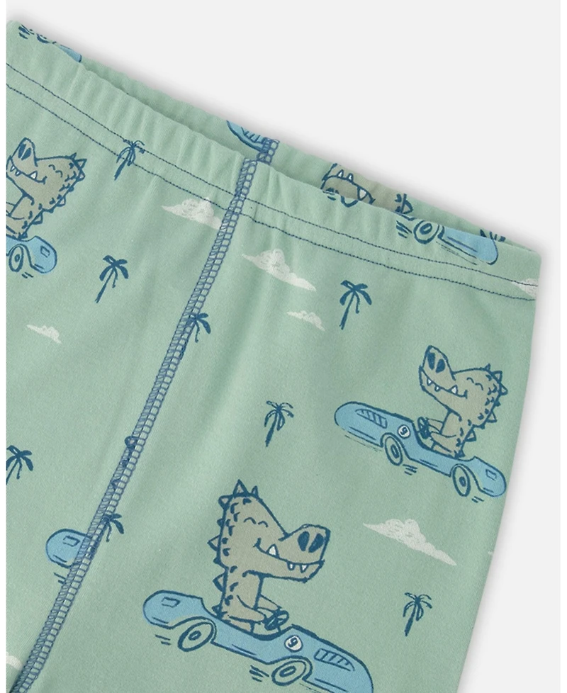 Deux par Toddler Boys Cotton Two-Piece Pyjama Set Green Crocodile Print