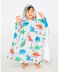 Deux par Deux Boy Hooded Beach Towel Grey Baby Dinosaur Print - Toddler|Child