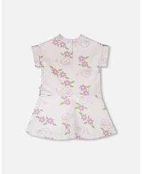 Deux par Deux Toddler Girls French Terry Dress Lilac Snails Print - Toddler|Child