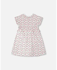 Deux par Deux Toddler Girls' Cotton Rib Printed Cherry Dress