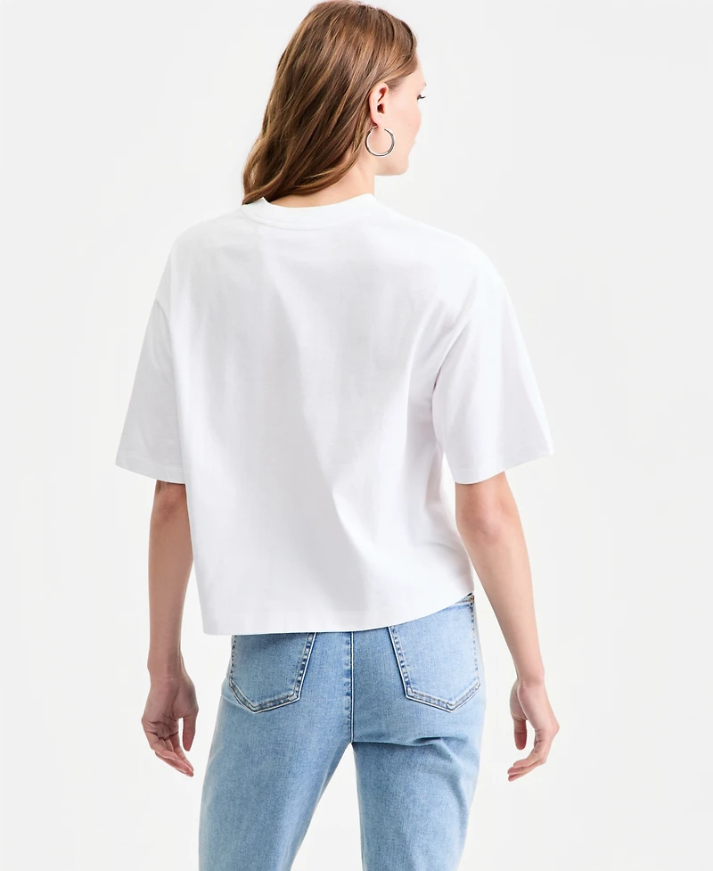 Guess Women's Cotton Oversized French Lips Tee