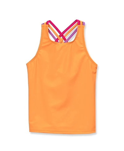 Lands' End Girls Chlorine Resistant Strappy X-Back Tankini Top