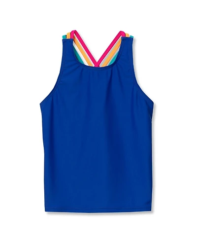 Lands' End Girls Chlorine Resistant Strappy X-Back Tankini Top