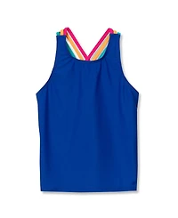 Lands' End Girls Chlorine Resistant Strappy X-Back Tankini Top