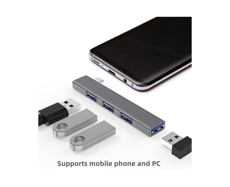 4-Port Usb Hub with 5Gbps High-Speed Transfer, Plug-and-Play