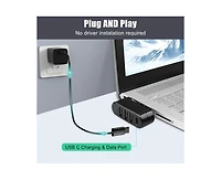 Risokeys Rotatable 4 Port Usb 3.0 Hub with 180° Swivel, 5Gbps SuperSpeed & Usb C Pd In Port