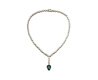 Genevive Timeless 14K Gold Plated Pear-cut Cubic Zirconia Tennis Necklace