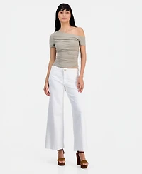 Guess Women's Jaide Asymmetric Short-Sleeve Shirring Top