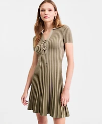 Guess Women's Regina Lace-Up Polo Sweater Dress