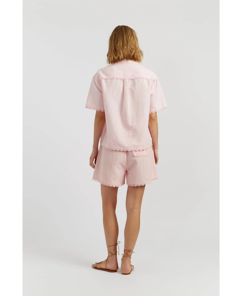 Chinti & Parker Women's Sienna Linen-Blend Scallop Edge Shirt
