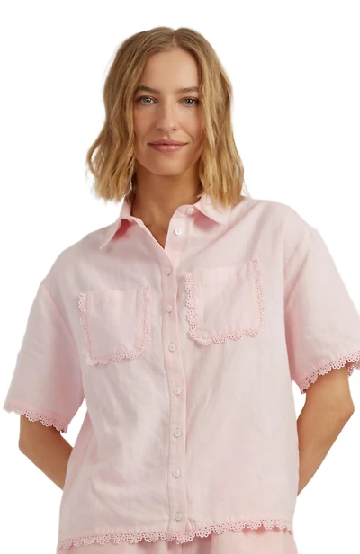 Chinti & Parker Women's Sienna Linen-Blend Scallop Edge Shirt