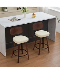 Boyel Living Set of 2 Swivel Pu Bar Stools with Padded 3.5-inch Seat Cushion for Dining Pup