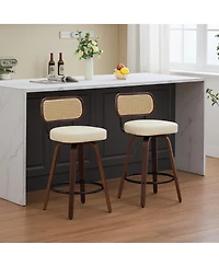 Boyel Living Set of 2 Swivel Pu Bar Stools with Padded 3.5-inch Seat Cushion for Dining Pup