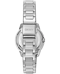 Dkny Women's Silver Dial Crystal Bezel Stainless Steel Bracelet Watch, 30mm