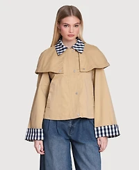 Avec Les Filles Women's Short Trench Cape Collared Jacket