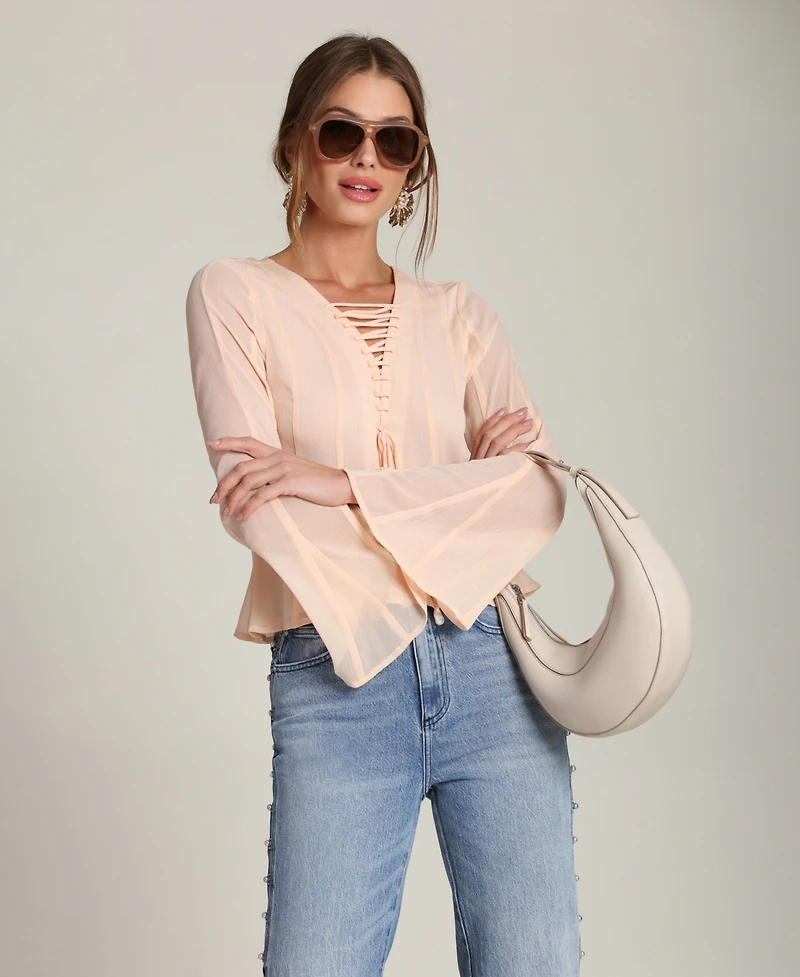 Avec Les Filles Women's Godet Long-Sleeve Top