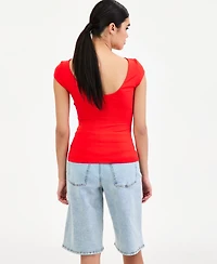 Bar Iii Women's Shelf-Bra Cap-Sleeve Top, Macy's Exclusive
