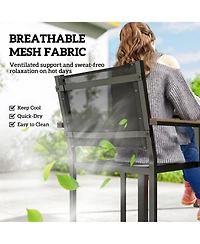 Outsunny Outdoor Dining Set for 4, Acacia Wood Table and Stackable Chairs