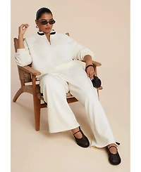 Eloquii Women's Quarter Zip Stripe Detail Sweatshirt