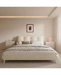 gaomon Elegant 3-Drawer White Dresser with Handles and Legs, Wooden Nightstand with Linen-Textured Surface, Modern White Chest of Drawers