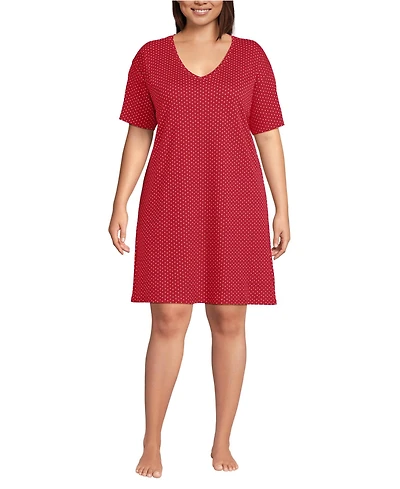 Lands' End Plus Cotton Interlock Relaxed Above the Knee Nightgown