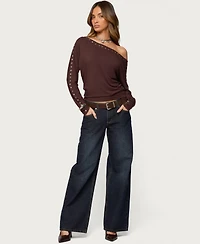 Edikted Women's Paola Off Shoulder Stud Top