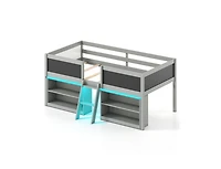 Slickblue Kids Low Loft Bed with Bookcases and Led Cabin Design