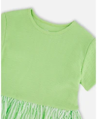 Deux par Deux Toddler Girls Bi-Material Dress Mint