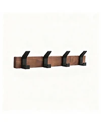 Yigii Walnut Wood & Aluminum Coat Rack,Rustproof, Easy Install